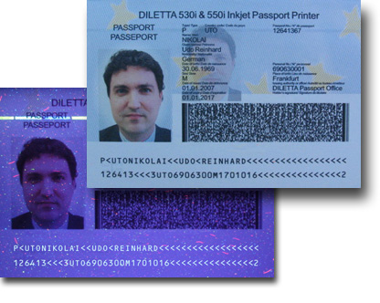 Passport printed with UV Black